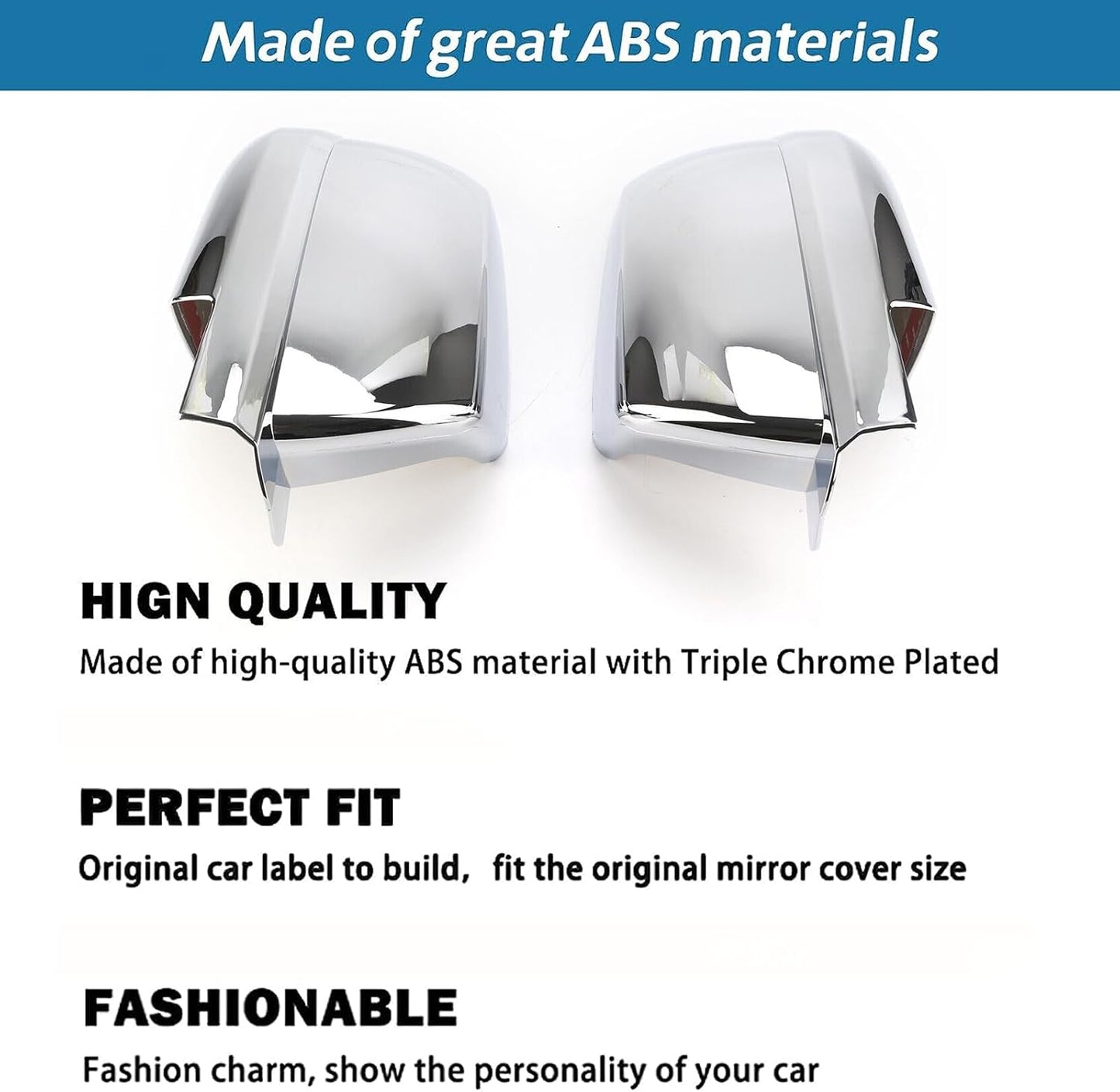 Chrome Full Mirror Covers for Toyota Tundra 2007–2021 & Sequoia 2007–2020
