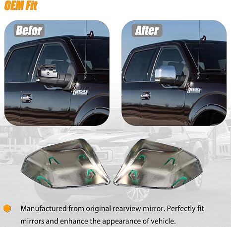 Chrome Mirror Covers for Ford F150 2015–2020