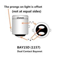 1157  the prongs on light is offset(not at equal sides), dual contact bayonet