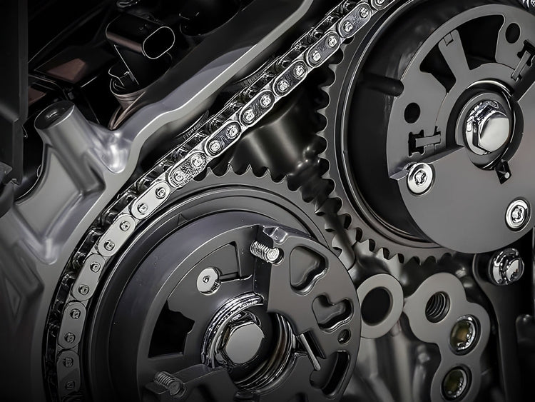 Complete timing chain kit with chain guides and tensioner components