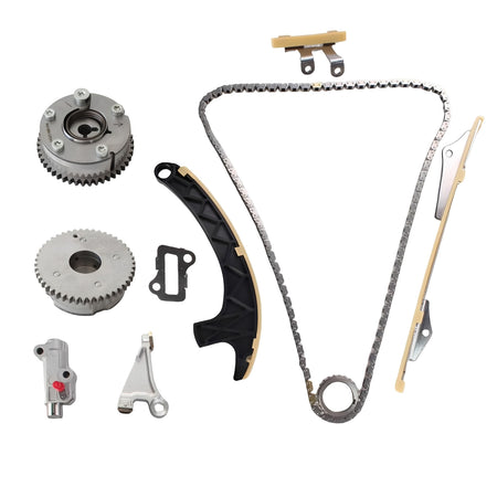 Timing chain kit with chain, sprockets, guides, tensioner and hardware
