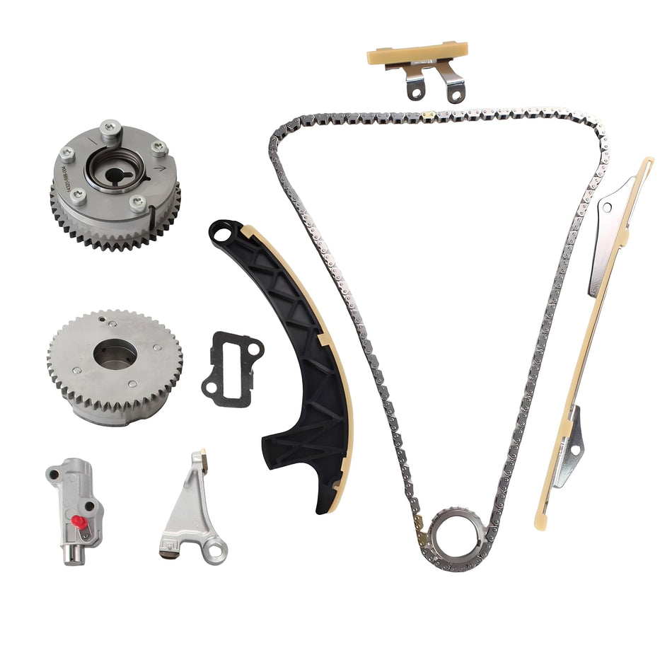 Timing chain kit with chain, sprockets, guides, tensioner and hardware