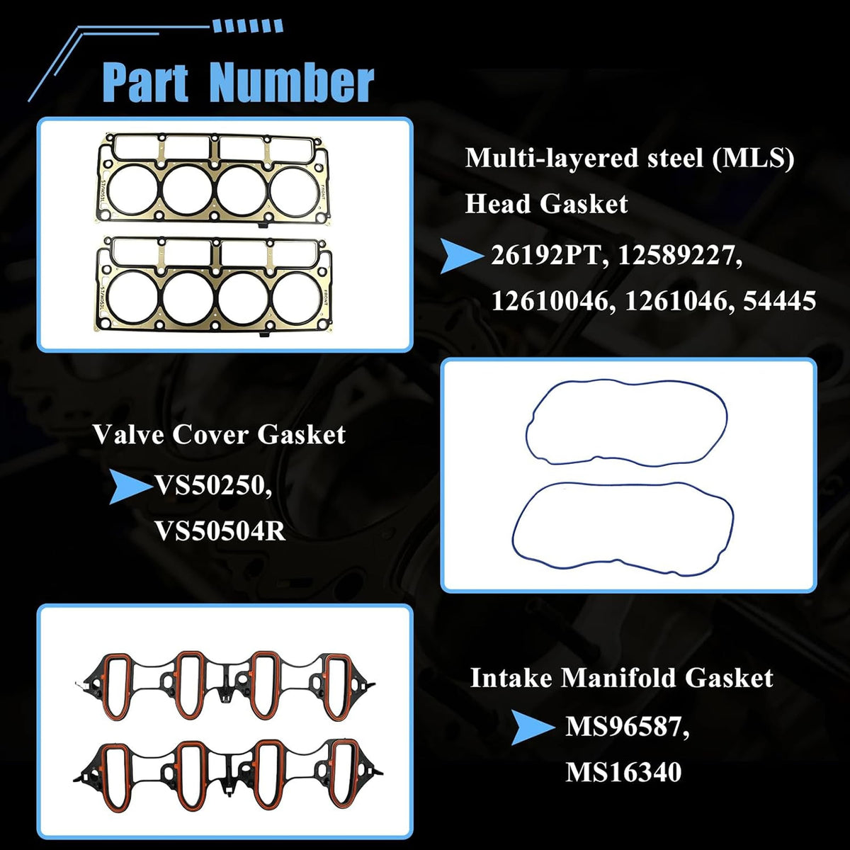 Engine Head Gasket Set HS26192PT Fit for 2004-2007 Chevy Silverado GMC Sierra Cadillac Escalade Hummer H2 4.8L 5.3L 6.0L V8 - Auceramic