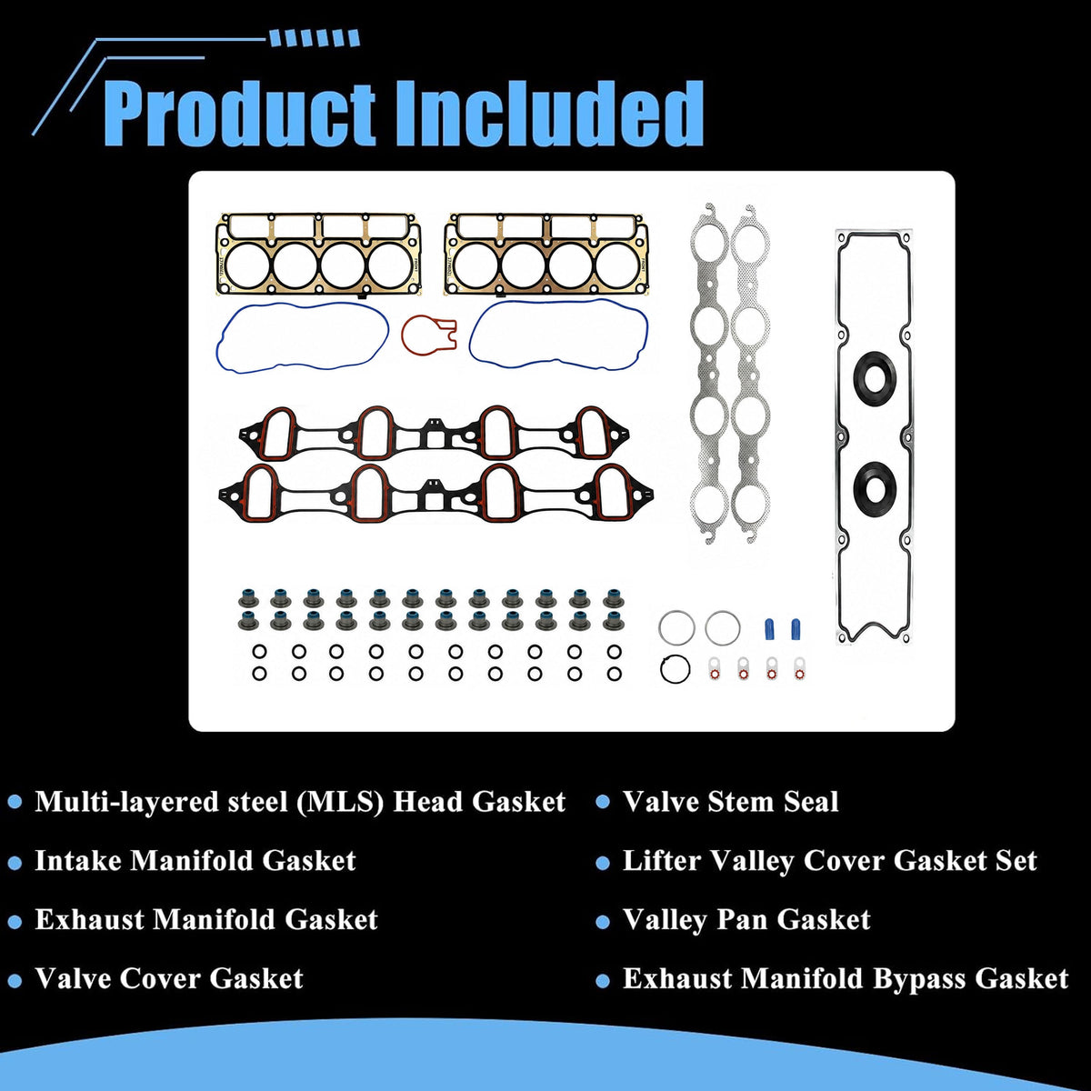 Engine Head Gasket Set HS26192PT Fit for 2004-2007 Chevy Silverado GMC Sierra Cadillac Escalade Hummer H2 4.8L 5.3L 6.0L V8 - Auceramic