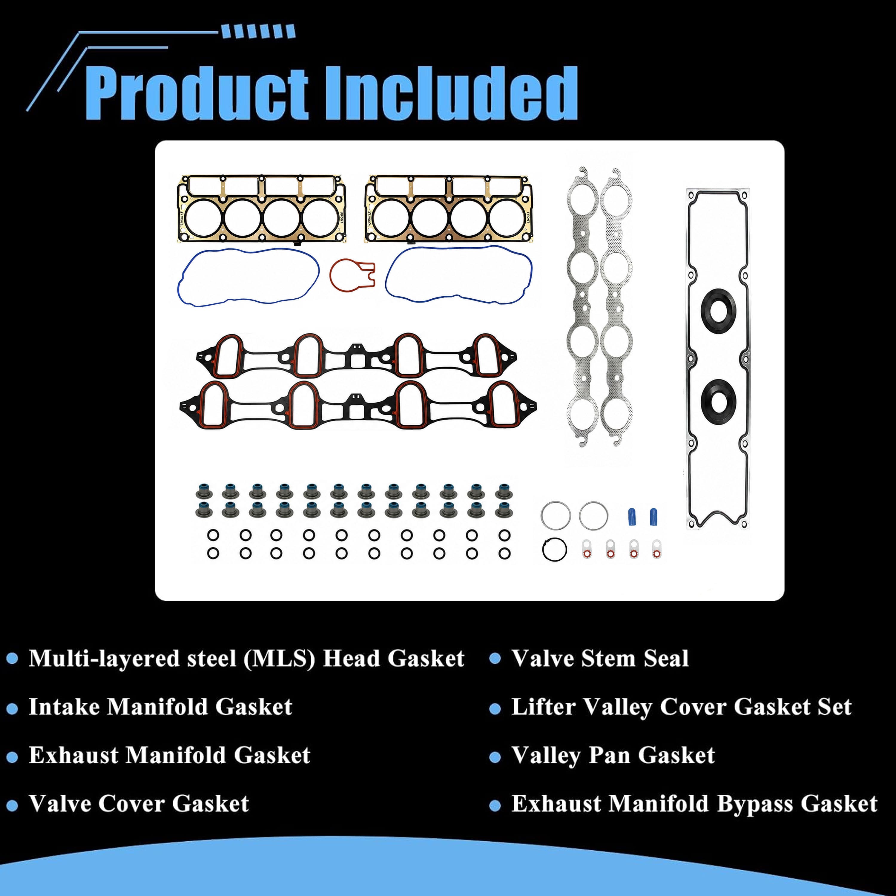 Engine Head Gasket Set HS26192PT Fit for 2004-2007 Chevy Silverado GMC Sierra Cadillac Escalade Hummer H2 4.8L 5.3L 6.0L V8 - Auceramic