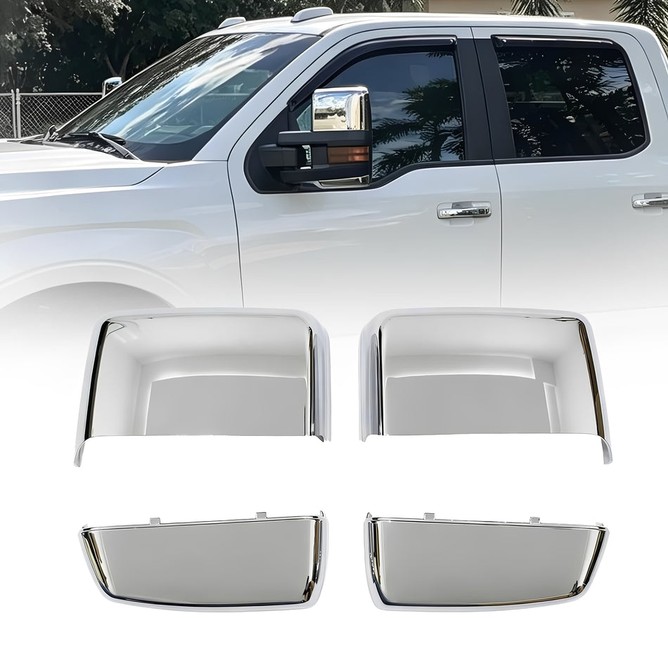 Rearview mirror cover set, two chrome-finish replacement housings