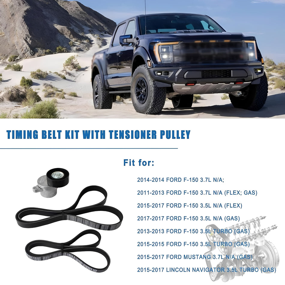Serpentine Belt Tensioner Kit 90K39221 Fit for 2011-2017 Ford F-150 Mustang Lincoln Navigator 3.5L 3.7L