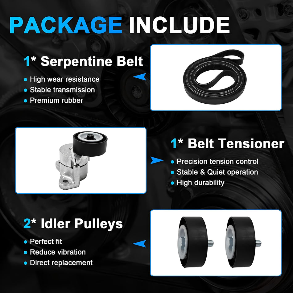 Belt Tensioner Kit 90K39053 Fit for 2007-2017 Dodge Journey Avenger Caliber Jeep Compass Patriot 2.0L 2.4L