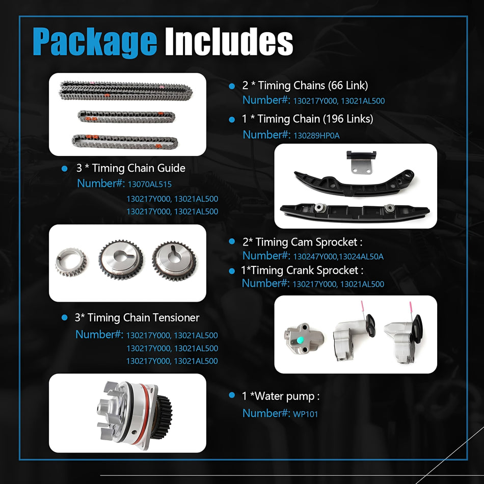 Timing Chain Kit Fit for 2007-2014 Nissan Altima Murano Pathfinder Quest Infiniti JX35 QX60 3.5L V6