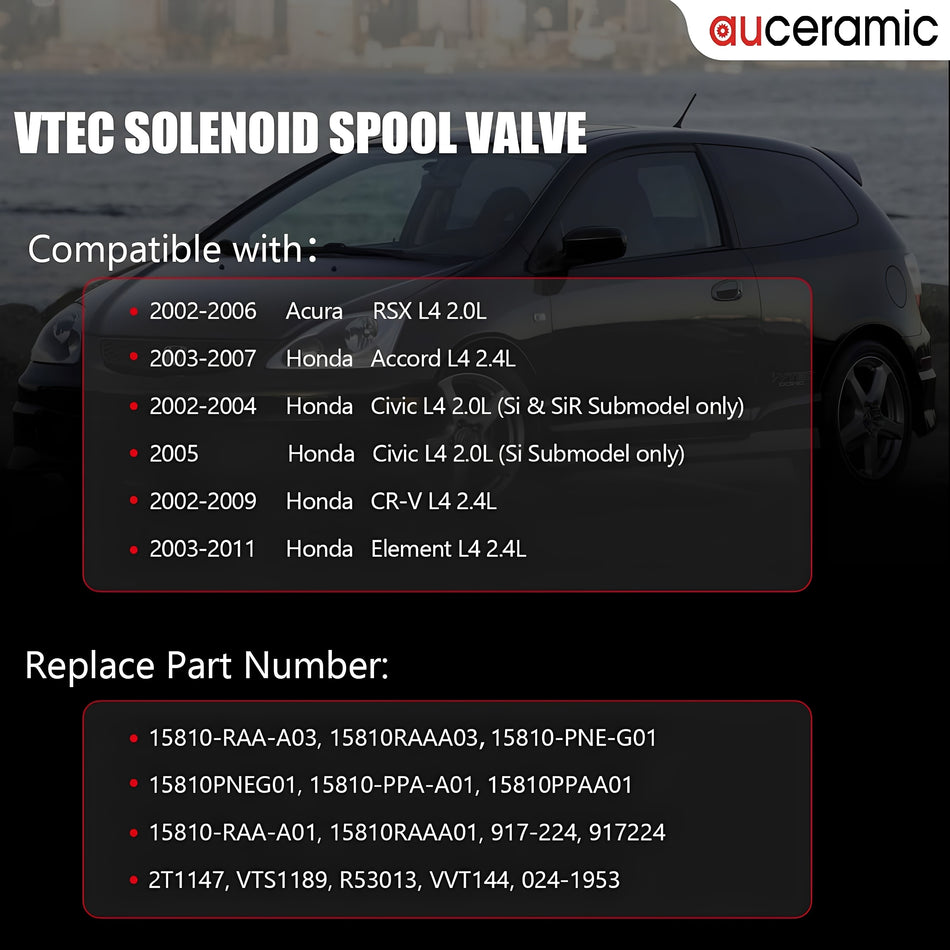 VTEC solenoid spool valve compatibility graphic for engine variable timing