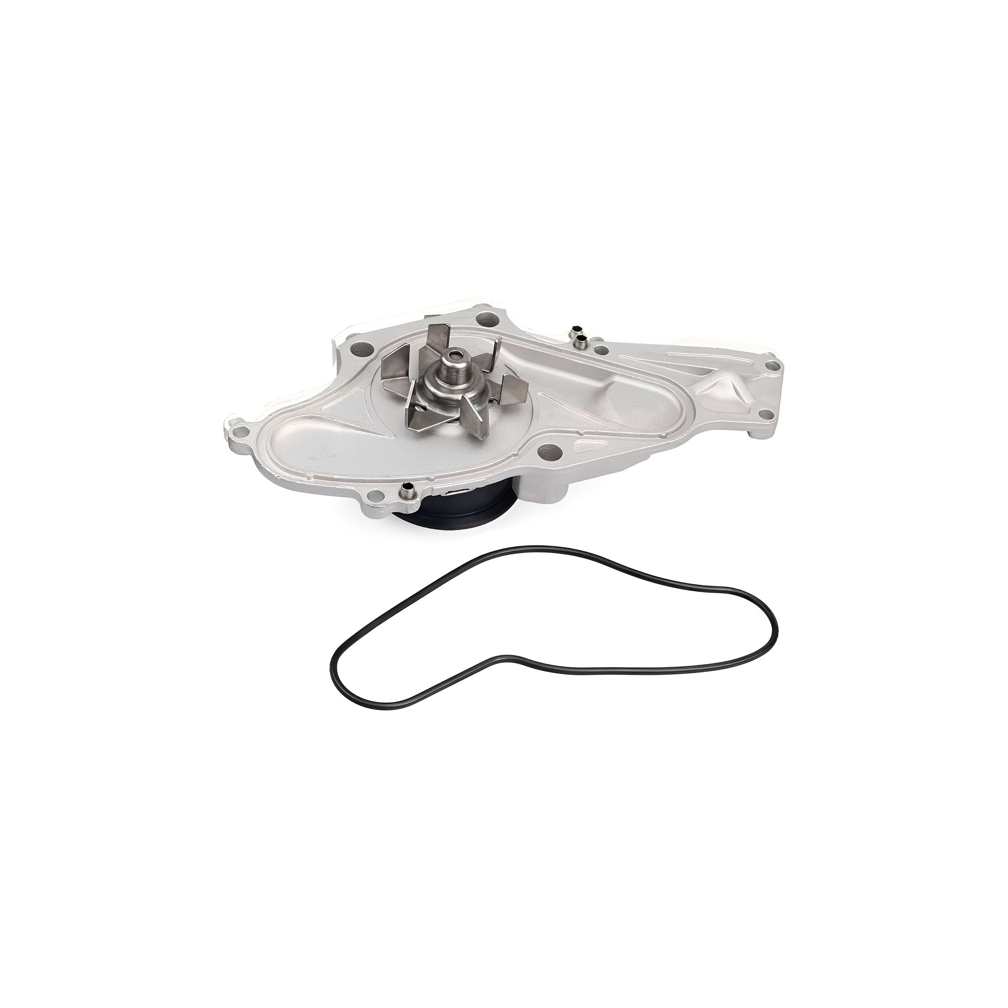 Timing belt water pump assembly with gasket and black rubber seal