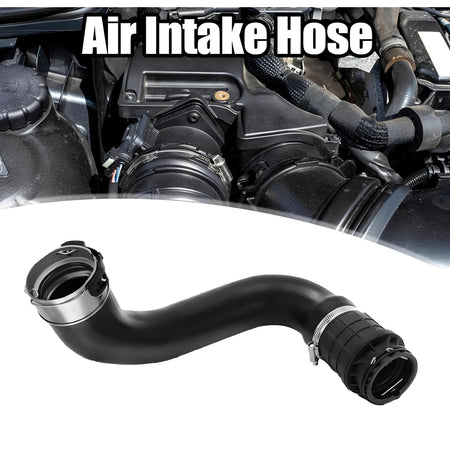 Black silicone hose with ribbed coupler, clamp, and molded intake end