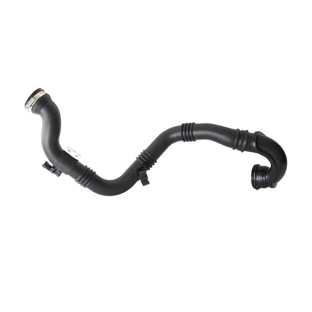 Black turbo intercooler hose with molded bends and metal clamp fittings