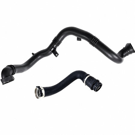 Black turbo intercooler hose with curved sections and molded couplers