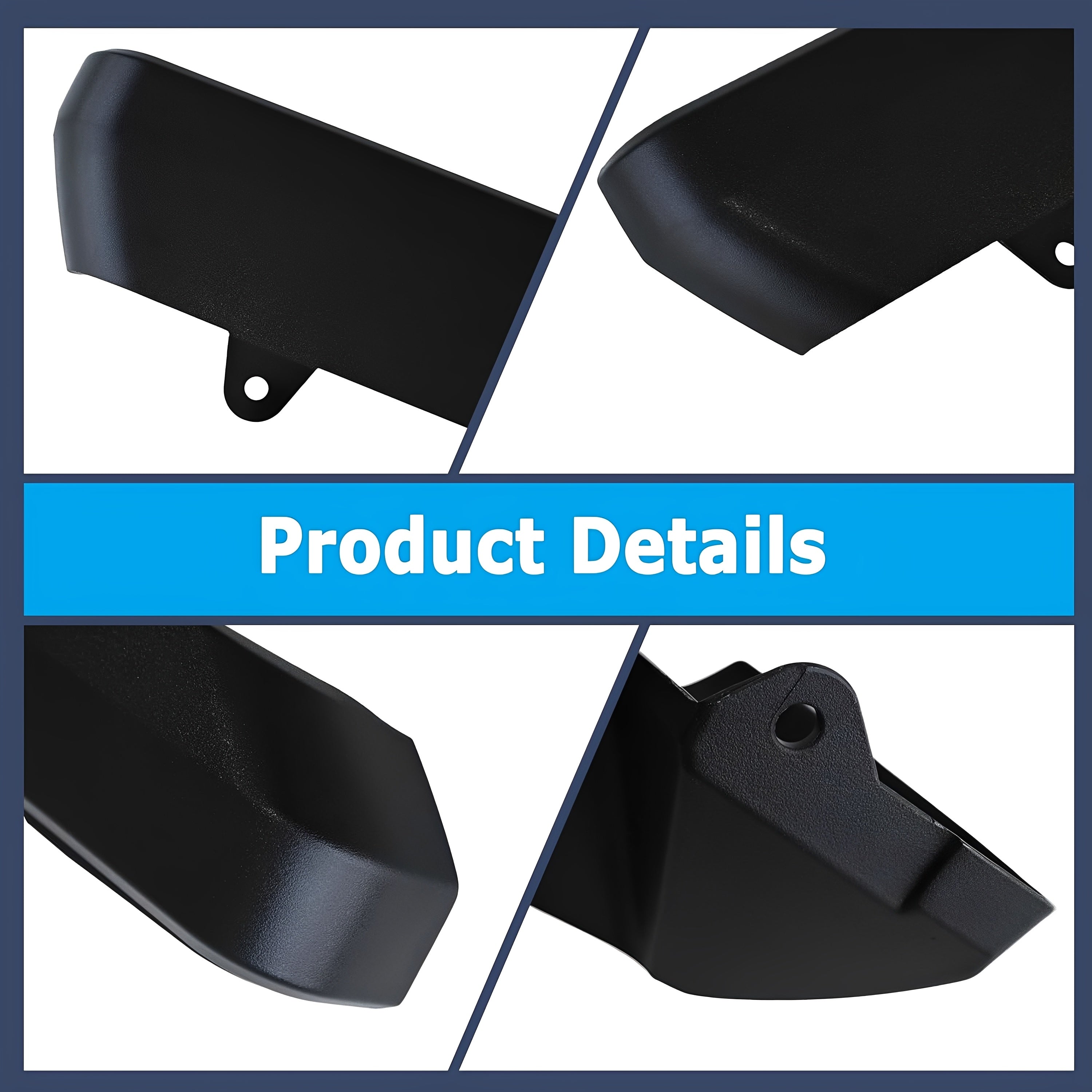 Black mud flap delete flaps, textured surface and mounting holes detail