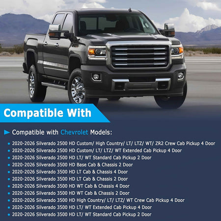 Front&Rear Mud Flap Delete Fit for 2020-2026 Chevrolet Silverado