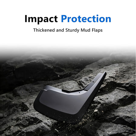 Black heavy-duty mud flap on dark rocky ground