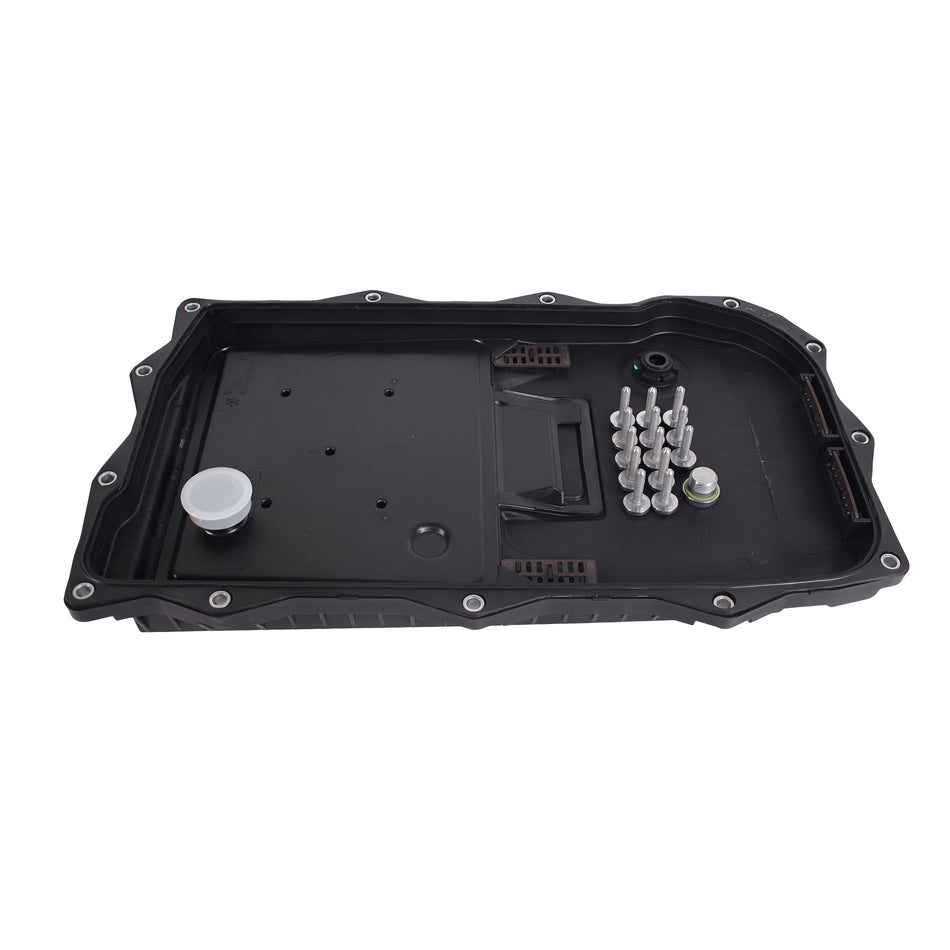 Automatic transmission oil pan kit, black cover with hardware and mounting bolts