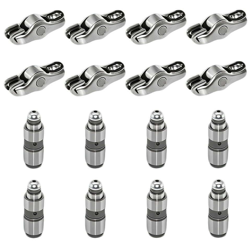 Rocker arms and valve lifters set, silver rocker arms and cylindrical lifter components