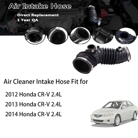 Engine air intake hose assembly with ribbed section and inlet/outlet end