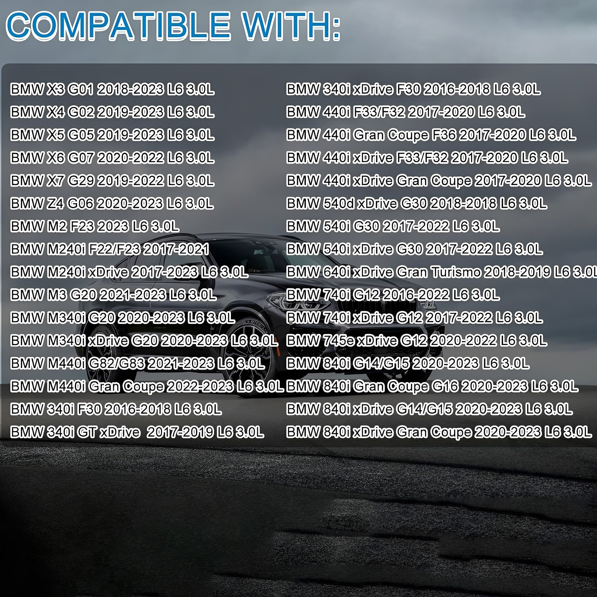 Oil filter housing compatibility list for BMW 3.0L turbo engines