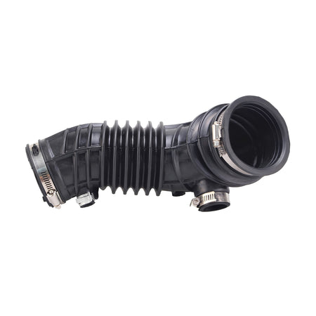 Engine air intake hose, ribbed black rubber with two metal clamp connections