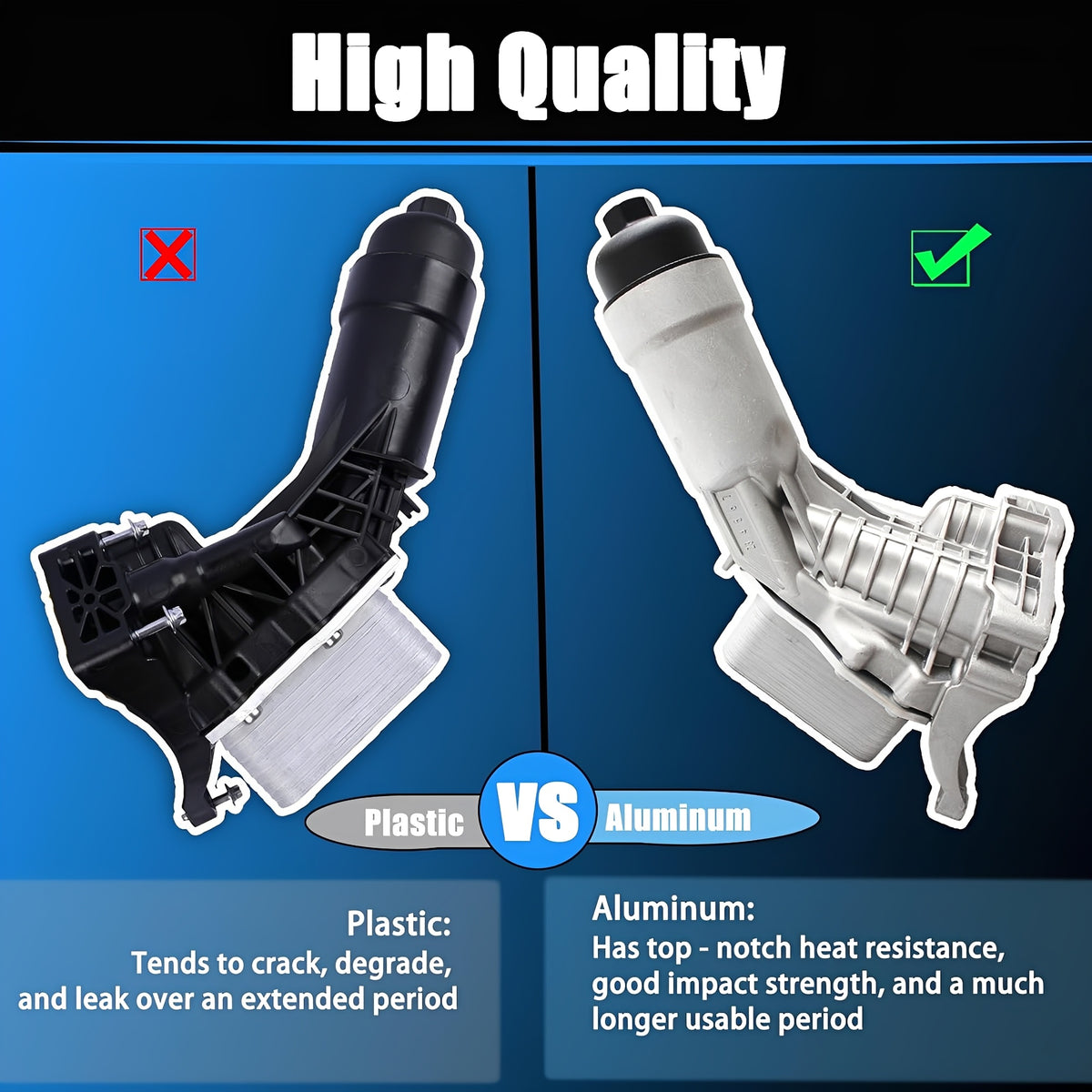 Aluminum oil filter housing versus plastic housing comparison