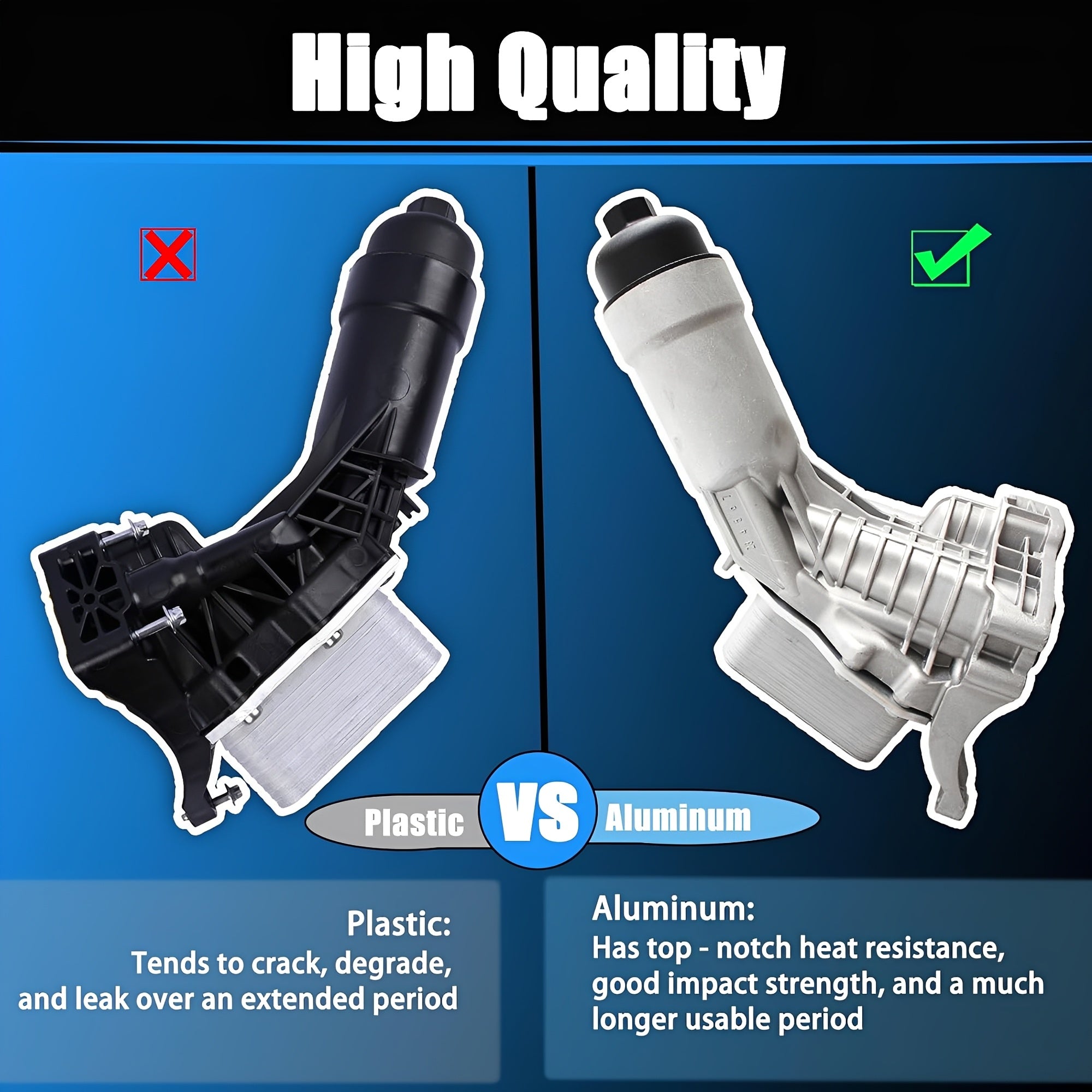 Aluminum oil filter housing versus plastic housing comparison