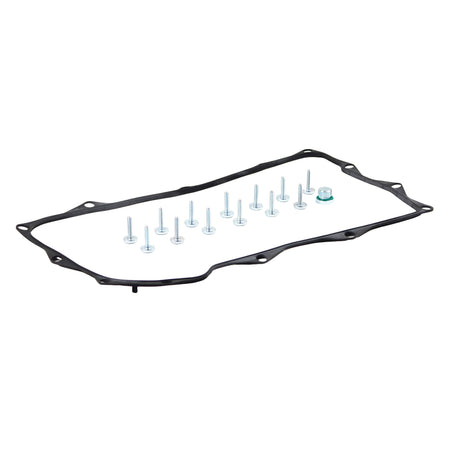 Automatic transmission oil pan gasket and bolts, black seal with silver screws