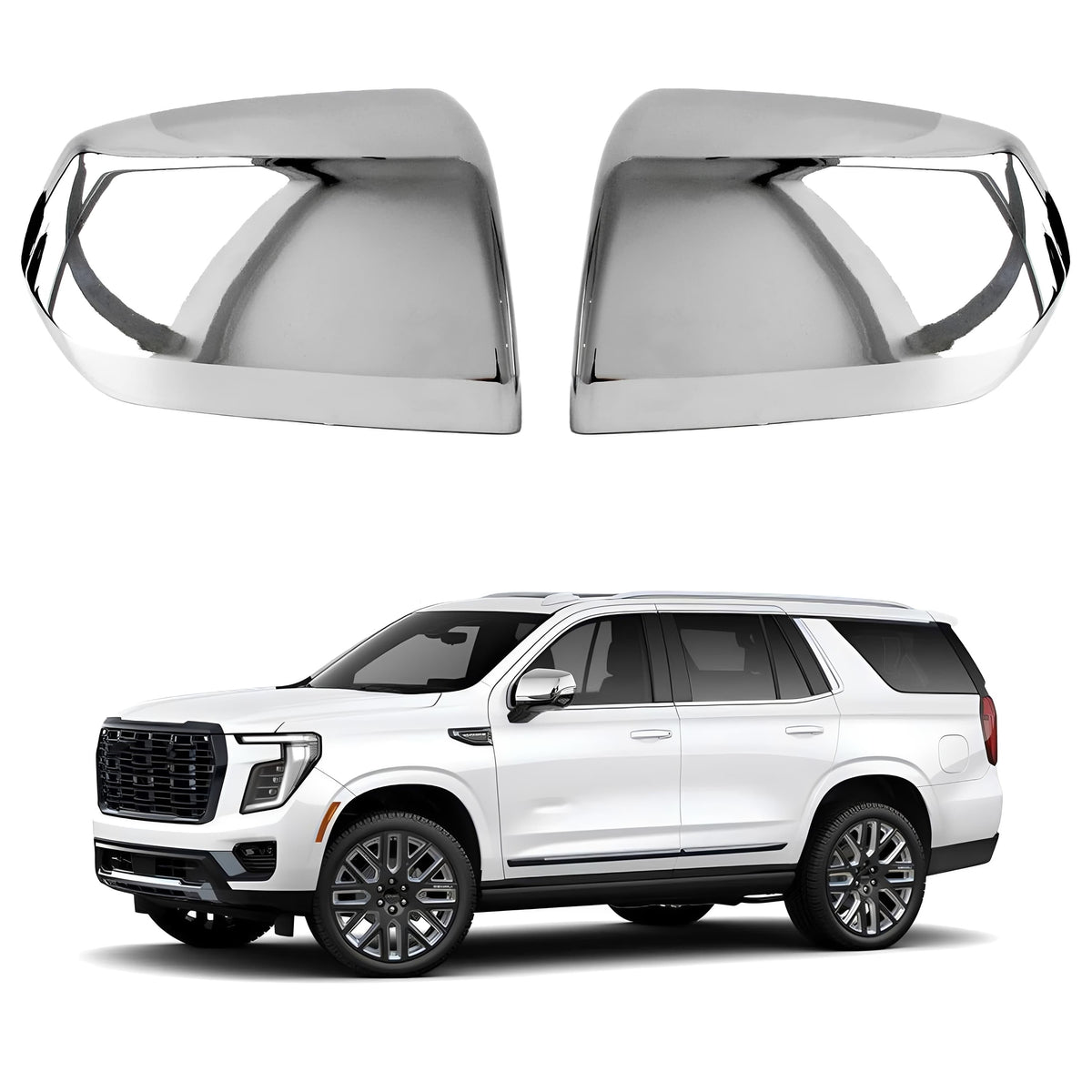 Chrome Mirror Cover 84703355 84703354 Fit for 2021-2025 GMC Yukon Chevy Tahoe Escalade