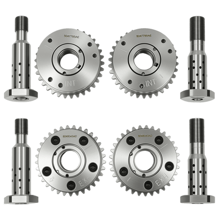 VVT sprocket and solenoid kit parts: two timing shafts and four metal sprocket gears
