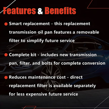 Automatic transmission oil pan features graphic panel