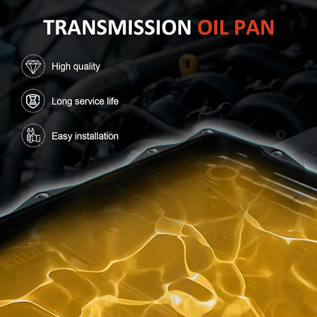 Automatic transmission oil pan with protective coating and oil flow illustration