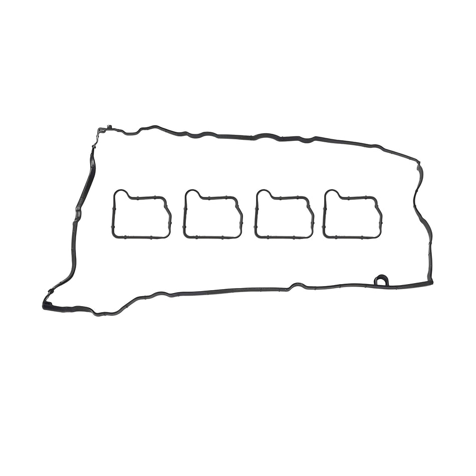 Valve cover gasket set, black rubber gasket with four square ports and bolt notch
