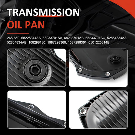 Automatic transmission oil pan details with mounting holes and oil drain opening
