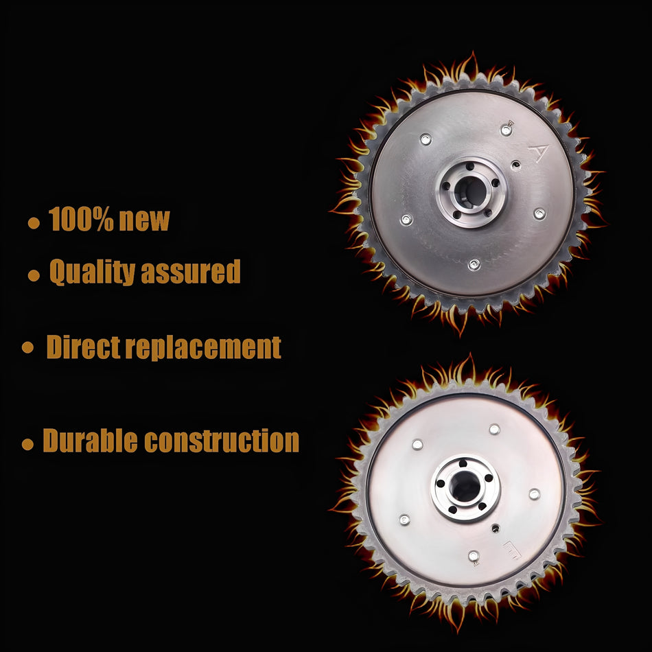 Timing chain sprocket gear shown in close-up with side and center hub details