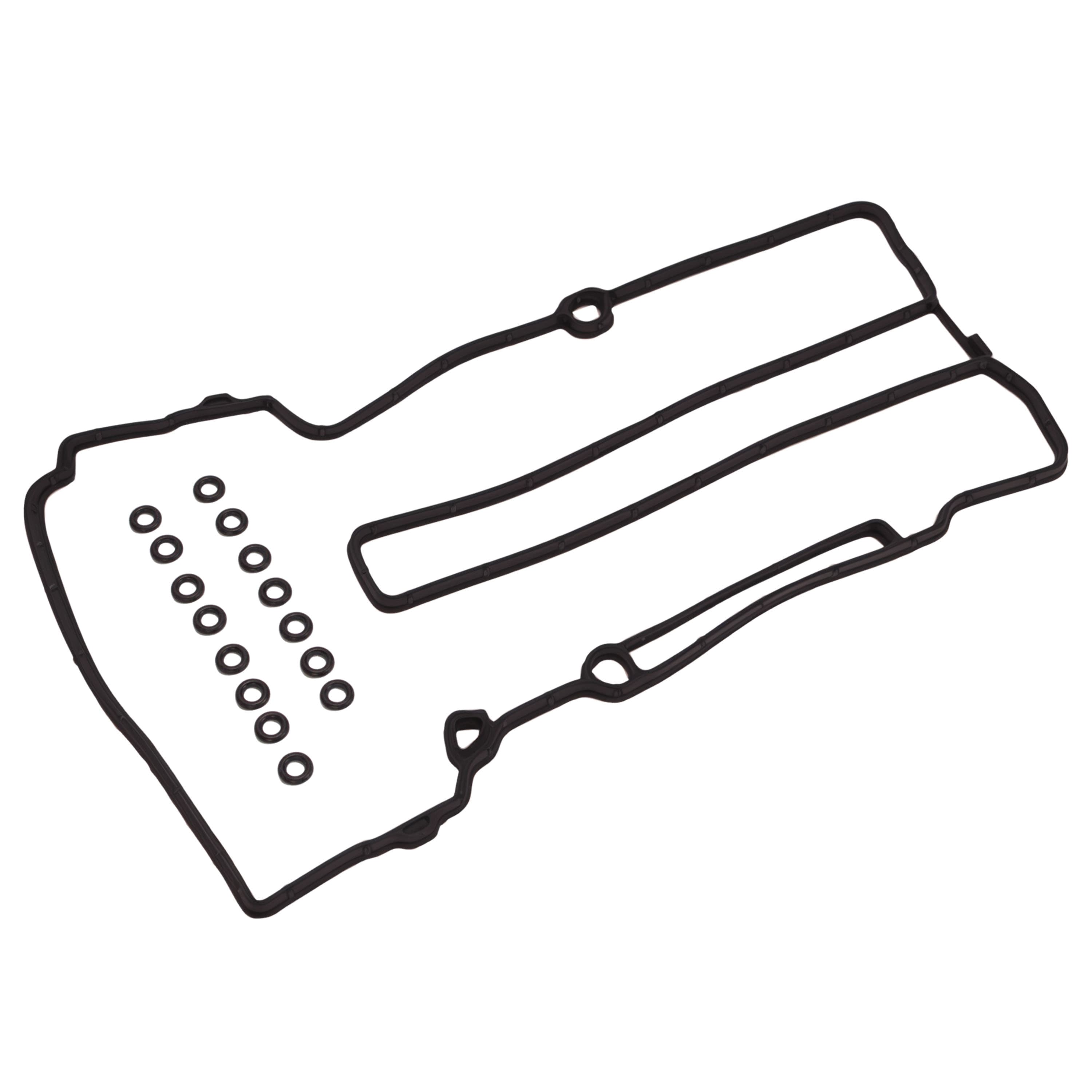 Valve cover gasket with grommets and round holes for sealing ports