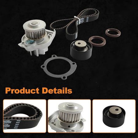 Timing belt kit product details: water pump, timing belt, pulleys, seals, gasket