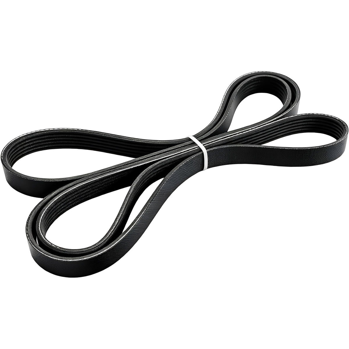 Black serpentine belt for tensioner kit with looped belt length