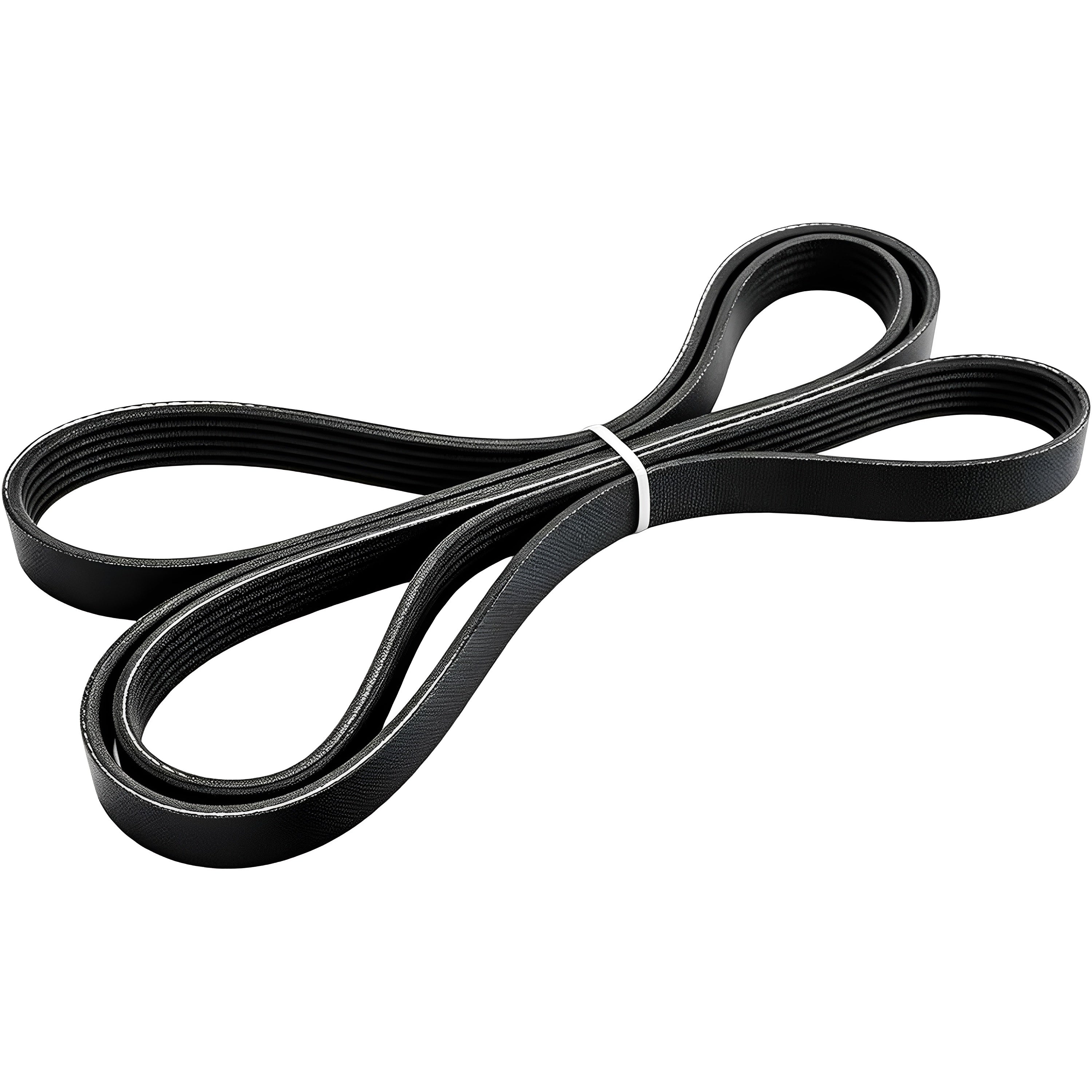 Black serpentine belt for tensioner kit with looped belt length