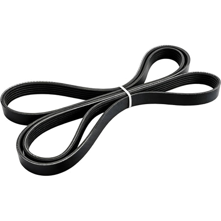 Black serpentine belt for tensioner kit with looped belt length