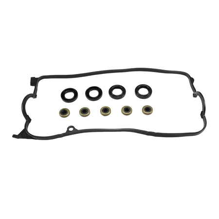 Valve cover gasket set long rubber gasket with black rings and gold-toned washers