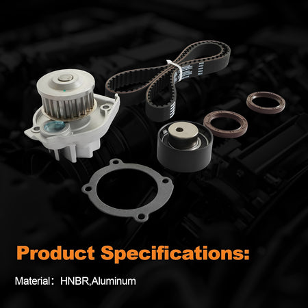 Timing belt kit with water pump and timing belt, plus seals and gasket