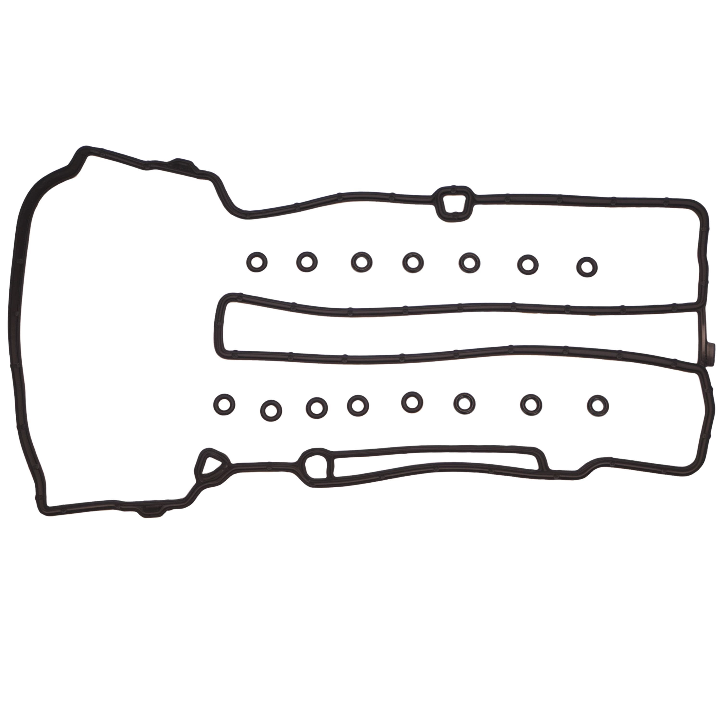 Valve cover gasket seal with multiple bolt holes and two inner channels