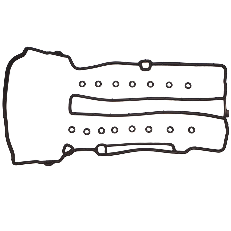 Valve cover gasket seal with multiple bolt holes and two inner channels