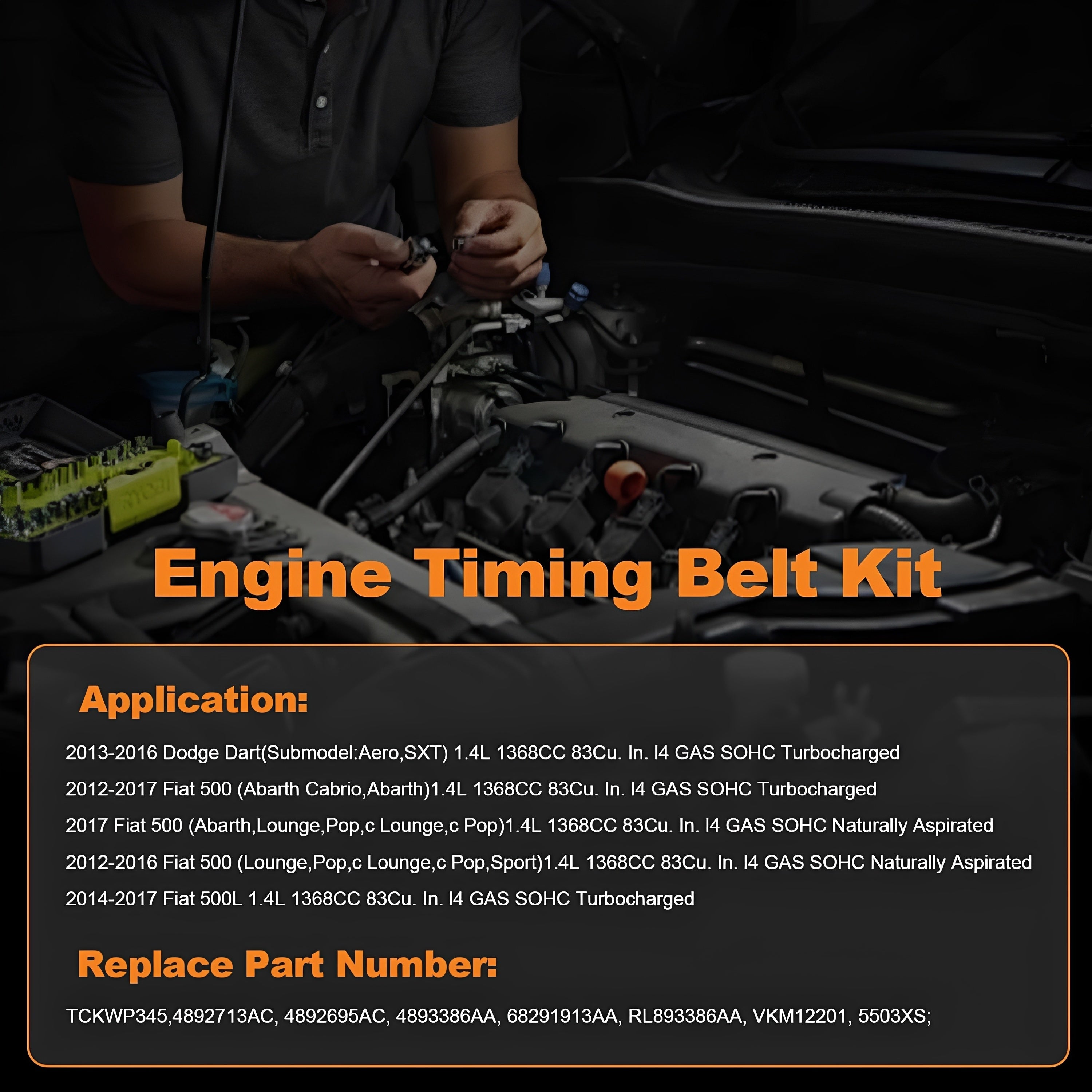 Engine bay showing timing belt kit application area