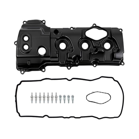 Left valve cover kit, black housing with gasket and hardware bolts