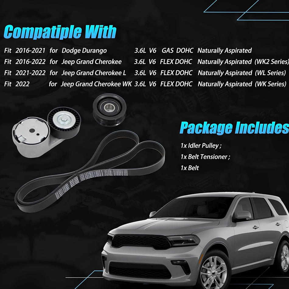 Serpentine Belt Tensioner Kit Fit for Dodge Durango Jeep 3.6L V6