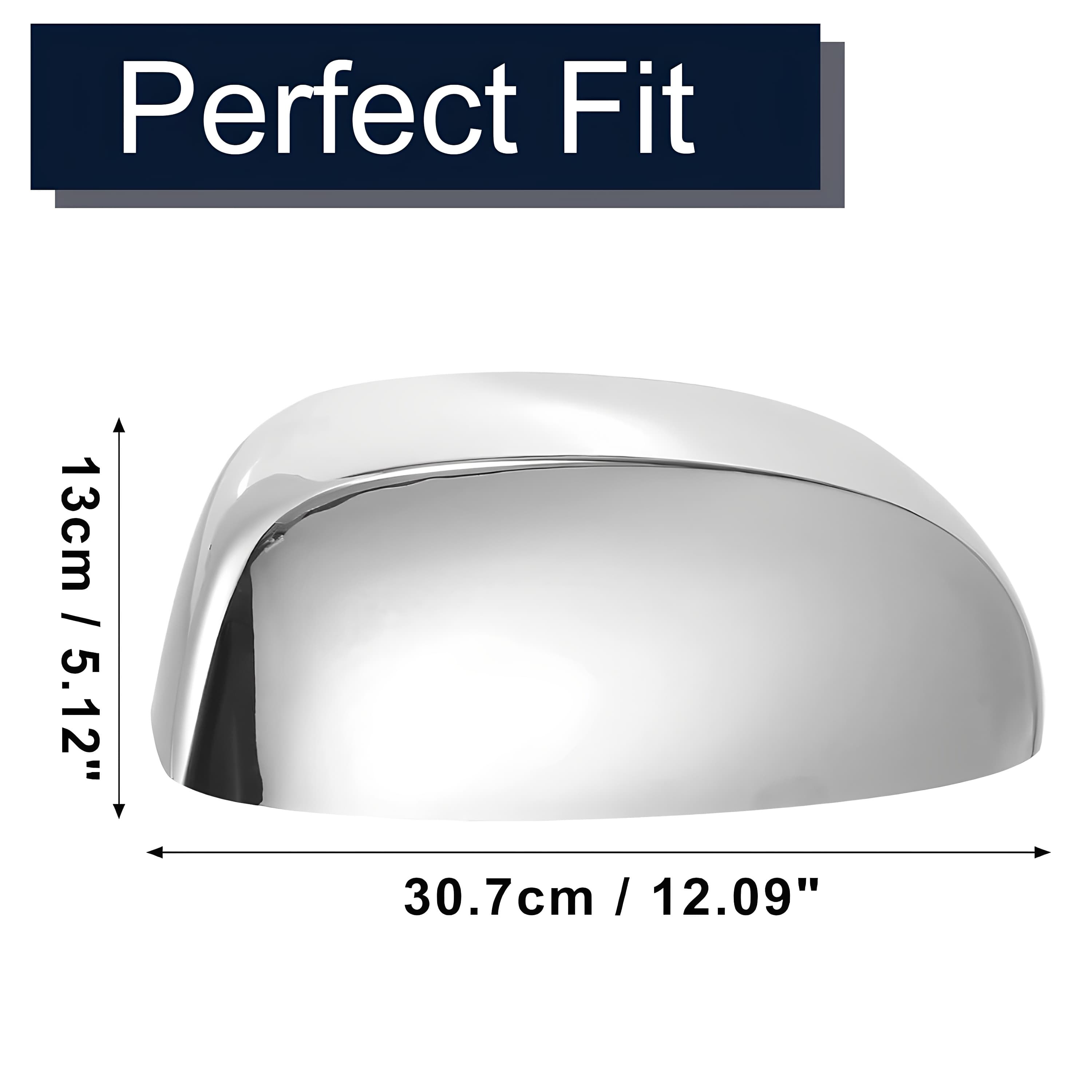 Chrome top half mirror cover size 30.7 cm wide and 13.5 cm tall