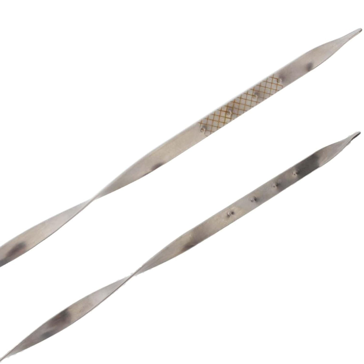 Stainless steel dipstick probe with etched measurement marks